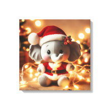 Santa Elephant Plush with Holiday Lights