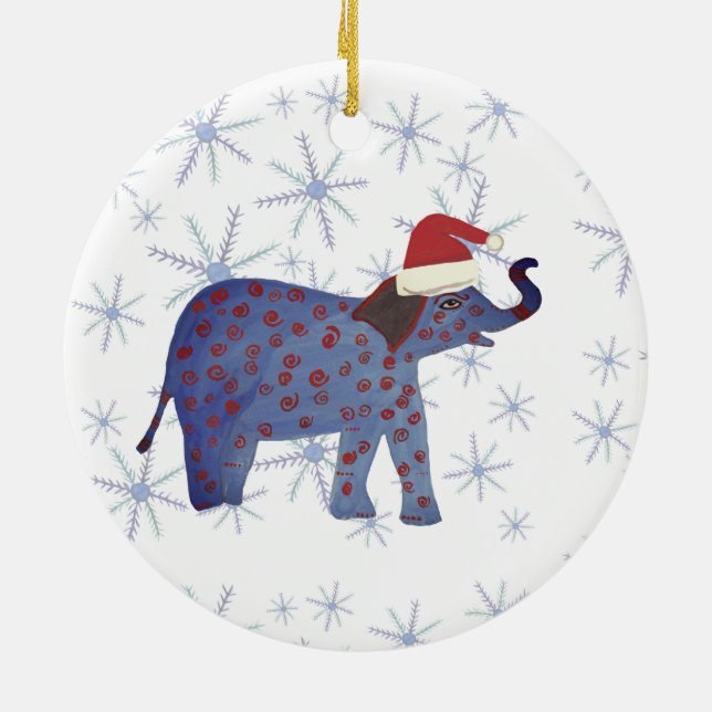 Santa Elephant Snowflakes Ornament (Back)