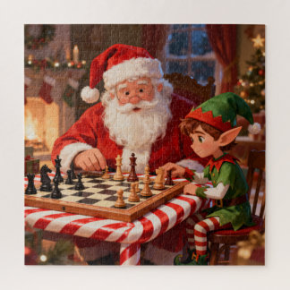 Santa & Elf Chess Game Christmas Jigsaw Puzzle