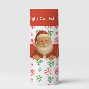 Santa & Elf Faces North Pole Fun Christmas Lamp Pillar Candle