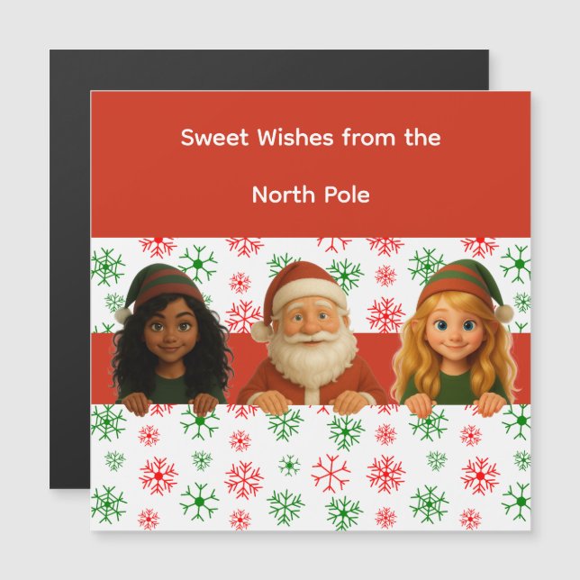 Santa & Elf Faces | North Pole Fun Christmas Magne (Front/Back)