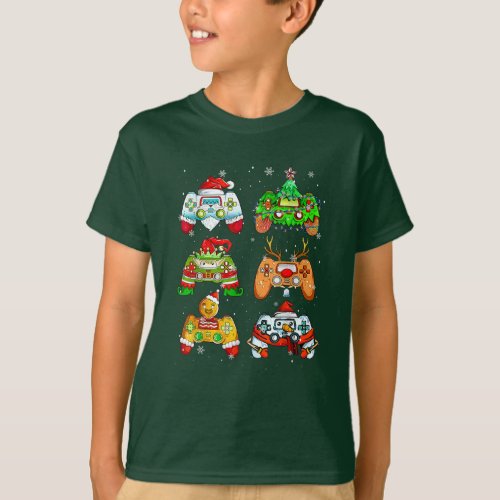 Santa Elf Gaming Controllers Snowman Funny Xmas T_Shirt