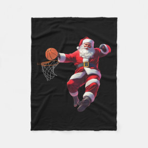 Santa elf playing basketball christmas pajama spor fleece blanket