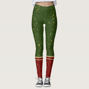 Santa Elf Red and Green Christmas Leggings