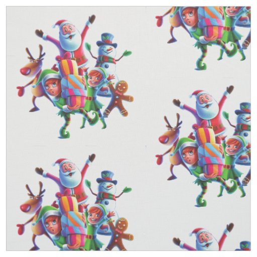 santa elf reindeer christmas fabric