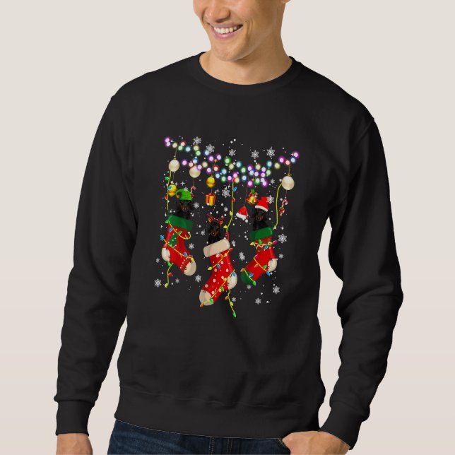Santa Elf Reindeer Dachshund In Christmas Socks Li Sweatshirt (Front)