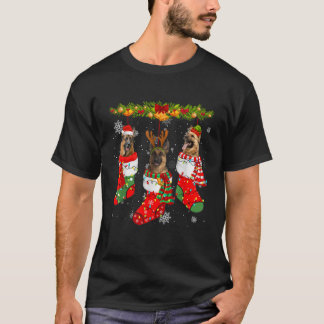 Santa Elf Reindeer German Shepherd Dog Xmas Socks T-Shirt