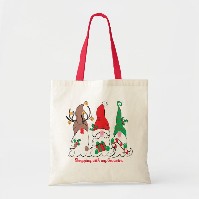 Santa Elf Reindeer Gnome Christmas Tote Bag (Front)
