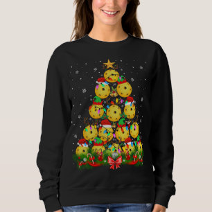 Santa Elf Reindeer Pickleball Christmas Tree Xmas Sweatshirt