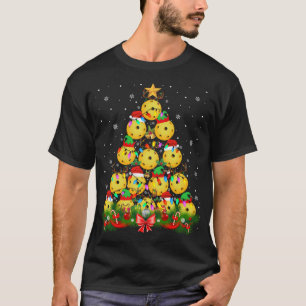 Santa Elf Reindeer Pickleball Christmas Tree Xmas  T-Shirt