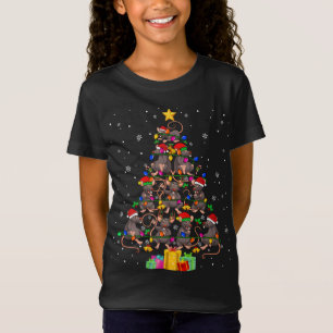 Santa ELF Reindeer Rat Christmas Tree Xmas Lights T-Shirt
