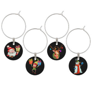 Santa, Elf, Reindeer & Snowman Christmas Designed Wine Charm