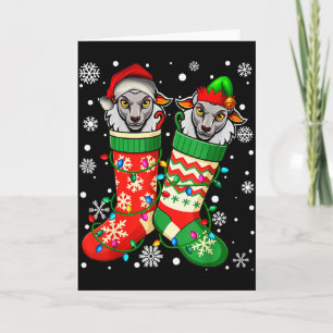 Santa Elf Sheep Animal In Christmas Socks Men Wome Card