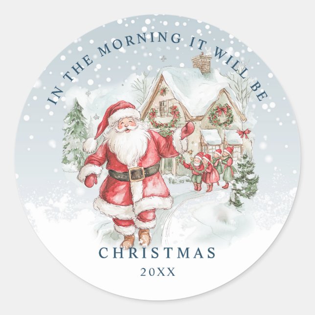 Santa Elf's Snow Christmas Classic Round Sticker (Front)