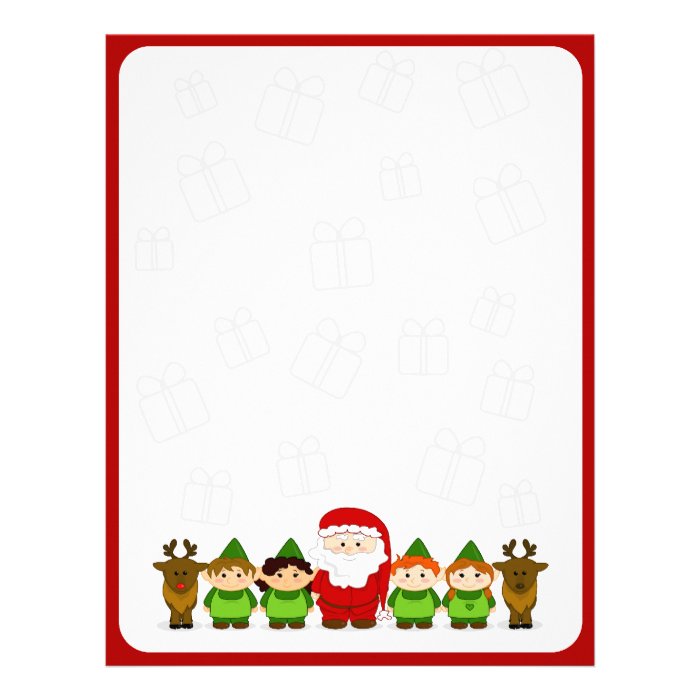Santa, Elves and Reindeer Christmas Letter Paper Customized Letterhead