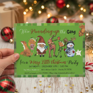 Santa, Elves, Deer & Snowman Gang Christmas Invitation