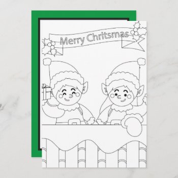 Santa Elves Kids Coloring Add Message  Note Card by DoodlesHolidayGifts at Zazzle
