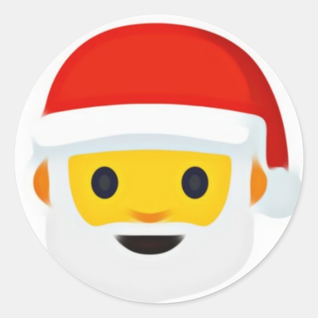 Santa emoji classic round sticker (Front)