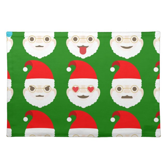 santa emoji emoticons cloth placemat (Front)