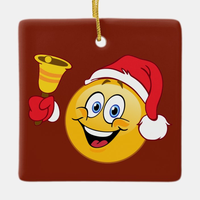 Download Santa Emoji With Bell Christmas Ornament Zazzle Com