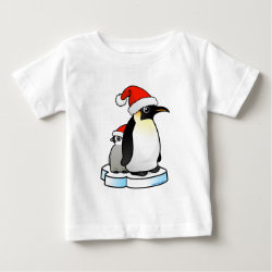 Santa Emperor Penguin with Chick Baby Fine Jersey T-Shirt