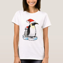 Santa Emperor Penguin with Chick Women's Basic T-Shirt