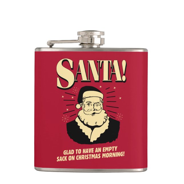 Santa: Empty Sack On Christmas Morning Flask (Front)