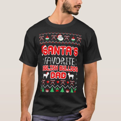 Santa English Bulldog Dad Christmas Ugly Sweater