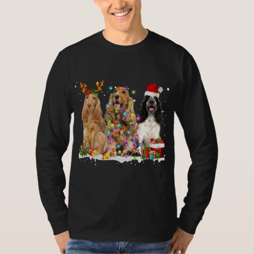 Santa English Cocker Spaniel Dog Reindeer Christma T_Shirt