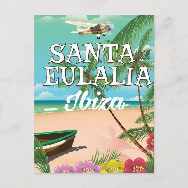 Santa Eulalia Ibiza vintage travel poster Postcard (Front)