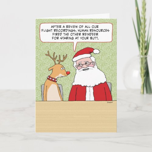 Santa Explains Reindeer Harassment Funny Christmas Card