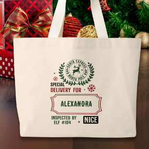 Santa Express (Custom Name) Christmas Large Tote Bag