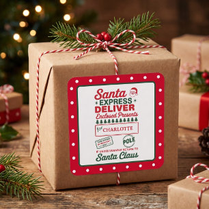 Santa Express Delivery Christmas Dotted Square Sticker