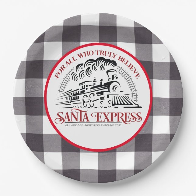 Santa Express Train Paper Plates (Front)