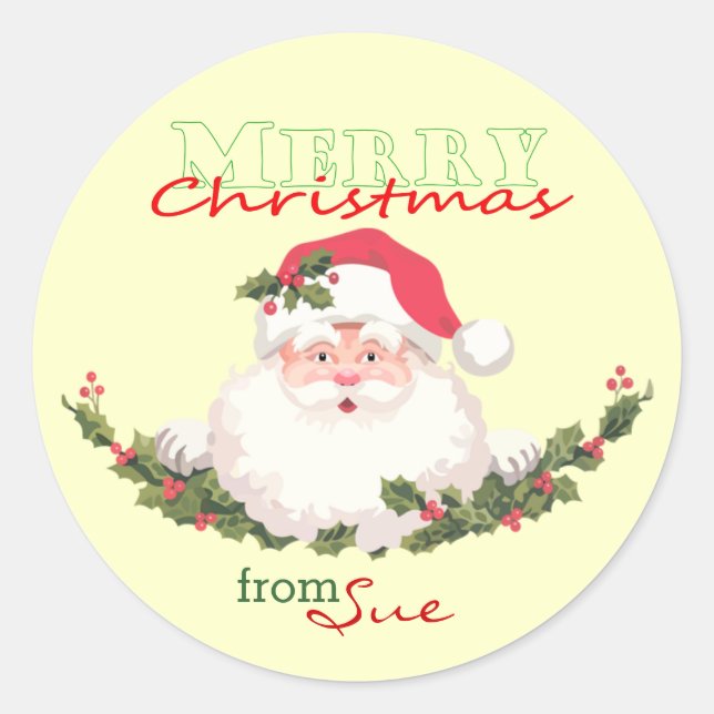 Santa Face Christmas Gift Stickers (Front)