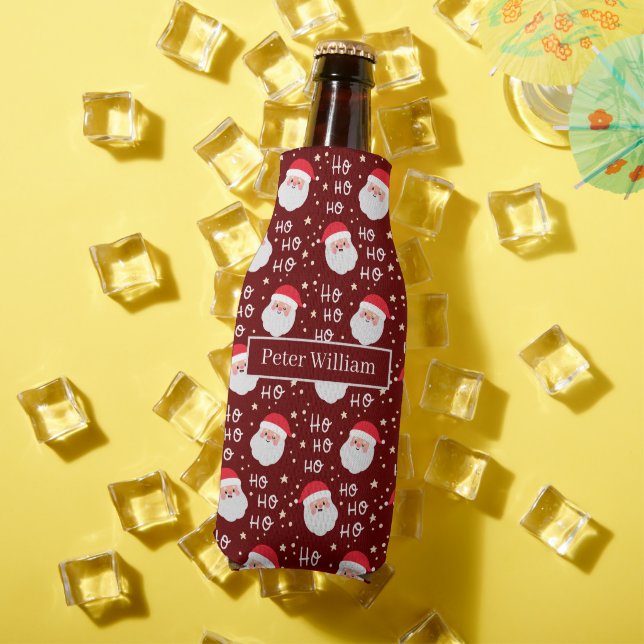 Santa Face Christmas Ho Ho Pattern, and Merry  Bottle Cooler (In Situ Summer)
