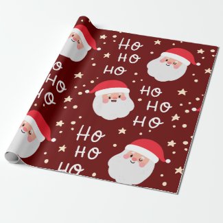 Santa Face Christmas Ho Ho Pattern  