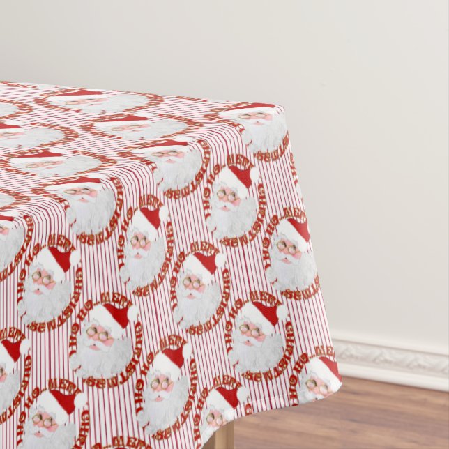 Santa Face Circles, Red Stripes-TABLECLOTH 60x84 Tablecloth (In Situ)