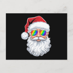 Santa Face Gay Sunglasses Christmas Xmas LGBTQ Postcard