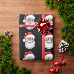 Santa Face Gay Sunglasses Christmas Xmas LGBTQ Wrapping Paper