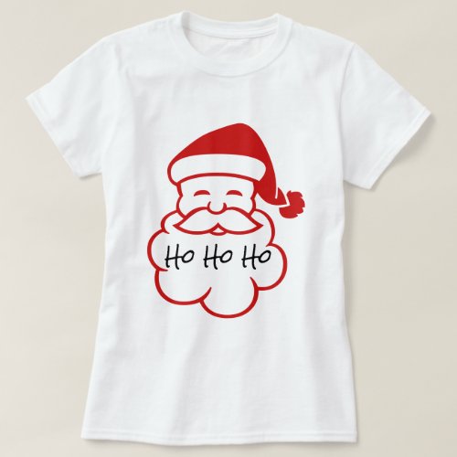 Santa Face Ho Ho Ho Minimalist White T_shirt