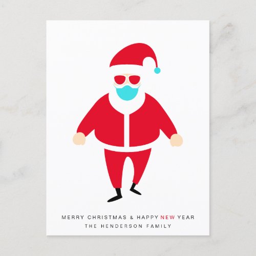 Santa Face Mask Merry Christmas Funny Holiday Postcard