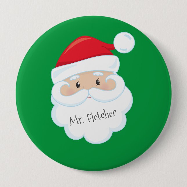 Santa Face Name in Beard Button (Front)