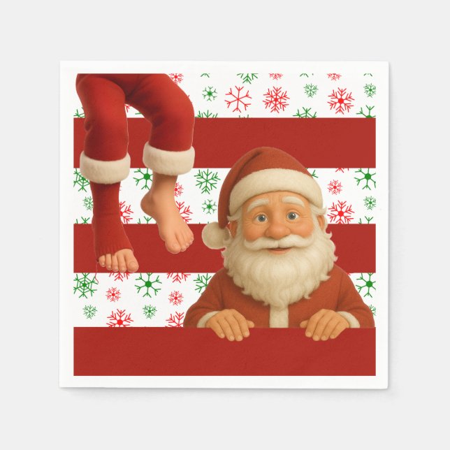 Santa Face | North Pole Spirits Christmas  Napkins (Front)