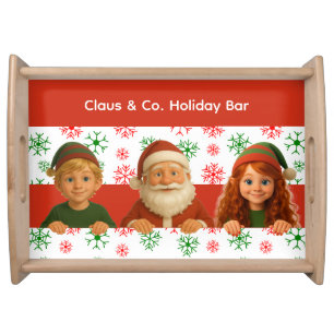 Santa Face North Pole Spirits Christmas Serving Tray