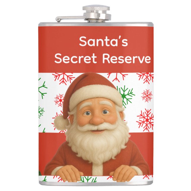 Santa Face | North Pole Spirits Christmas Vinyl Wr Flask (Front)