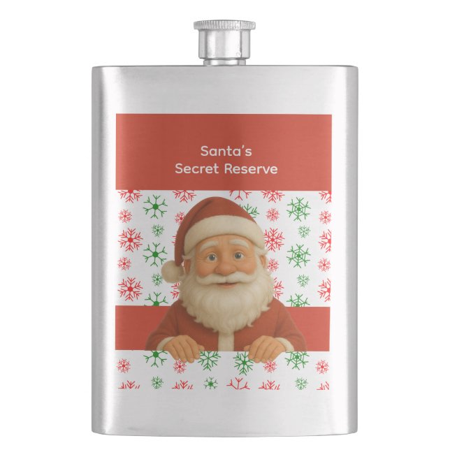 Santa Face | North Pole Spirits Christmas Vinyl Wr Flask (Front)