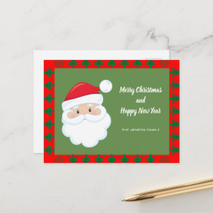 Santa Face Personalized Text Holiday Postcard