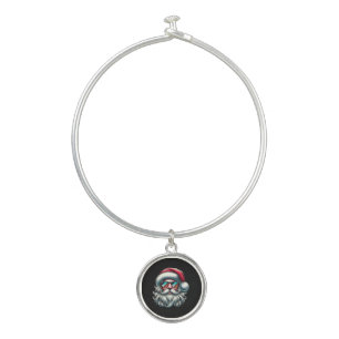 Santa Face Retro Sunglasses Christmas Bangle Bracelet