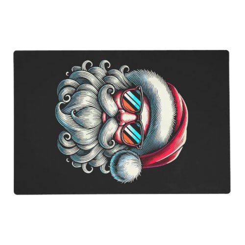 Santa Face Retro Sunglasses Christmas Placemat